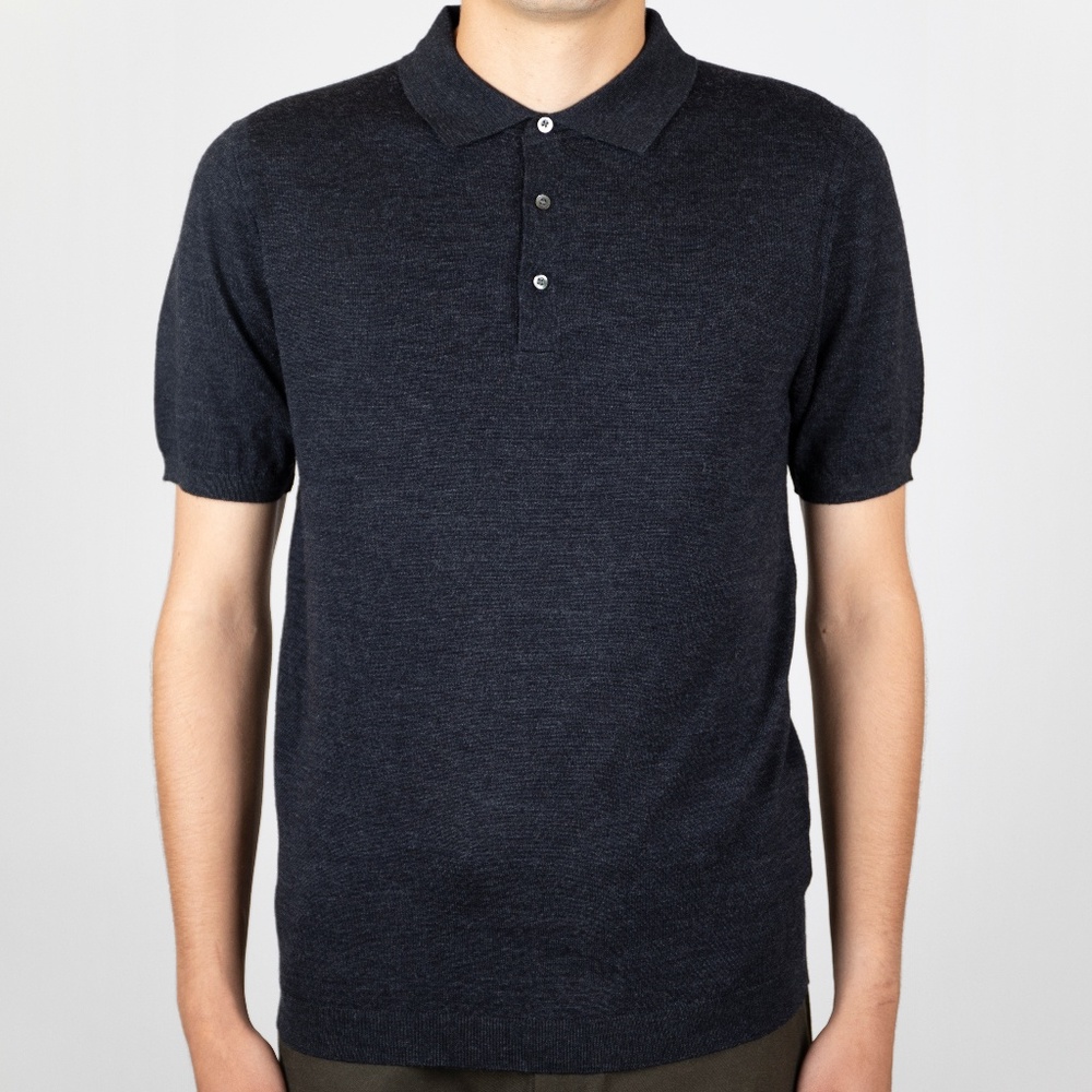 Stitch Note Short Sleeve Merino Wool Polo Knit